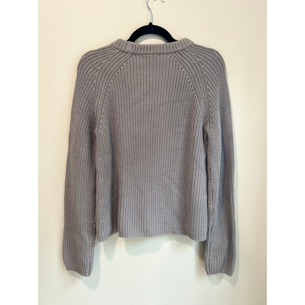 Quince Fisherman Sweater Organic Cotton Knit Taupe Gray Crewneck Size M - Picture 5 of 8